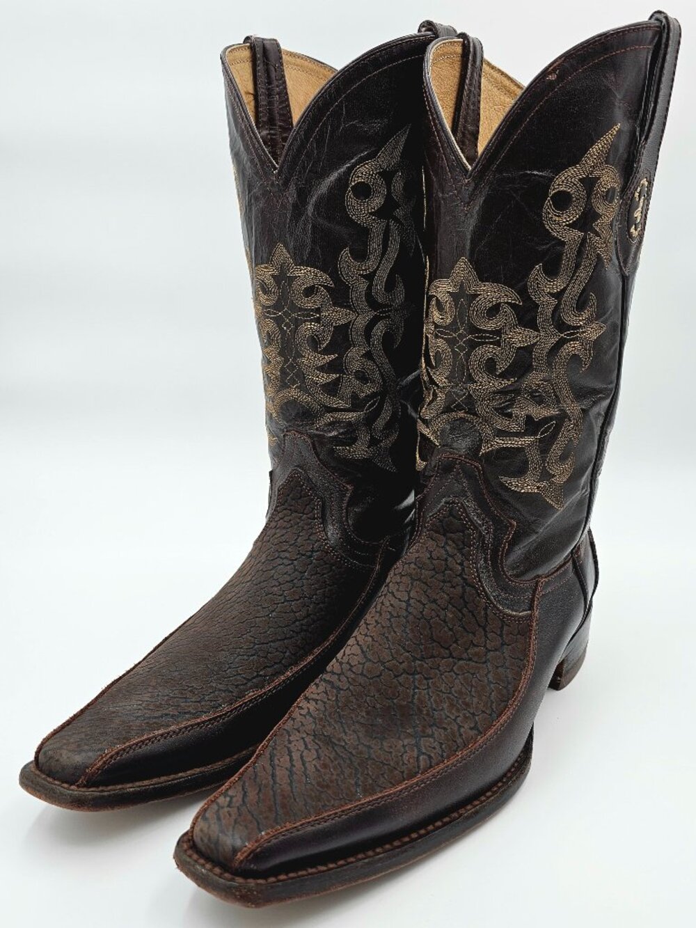 Montserrat Messeguer Jornada Brown Leather Western Cowboy Boots Men's Size 9.5